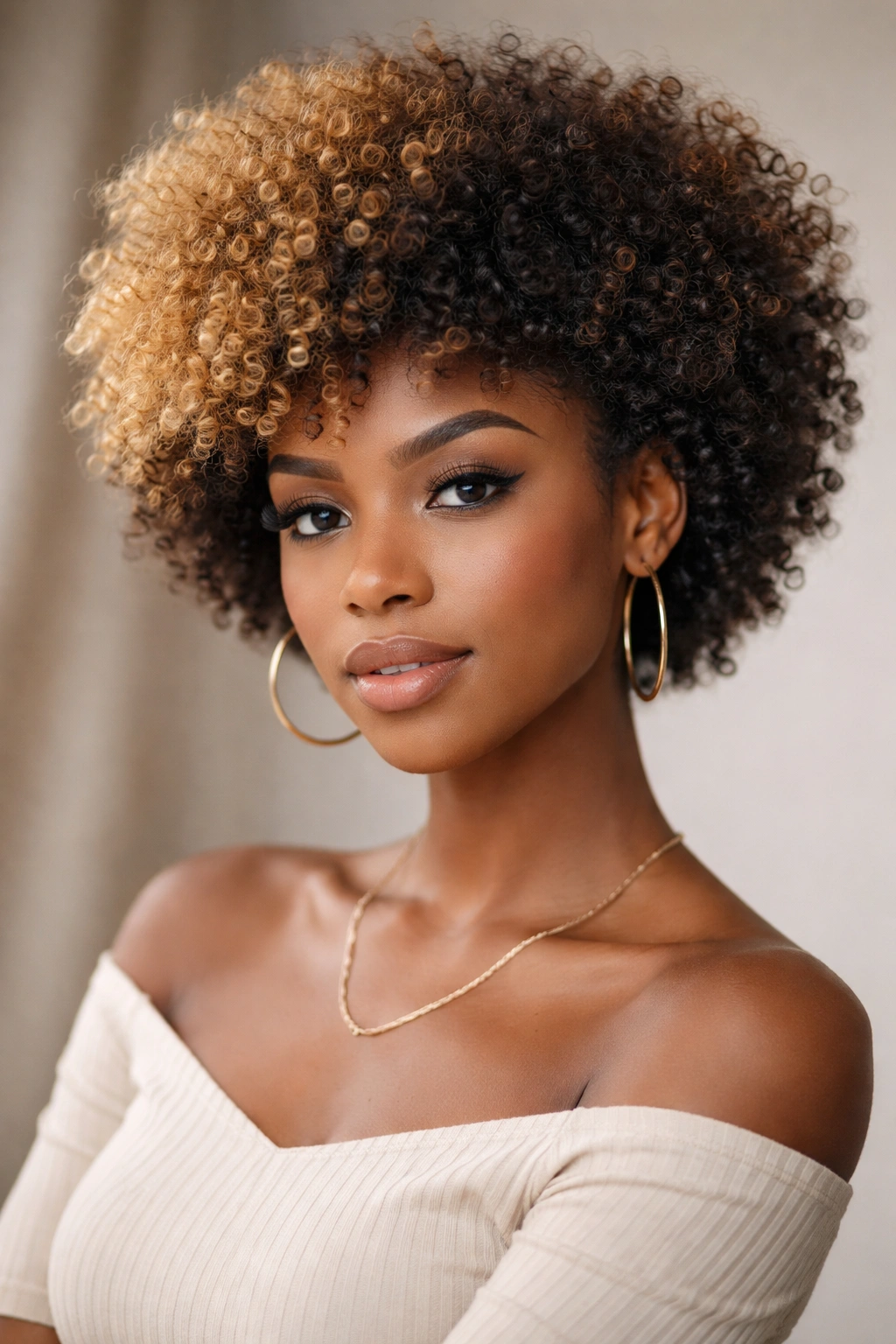 Two-toned mini afro with distinct color contrast
