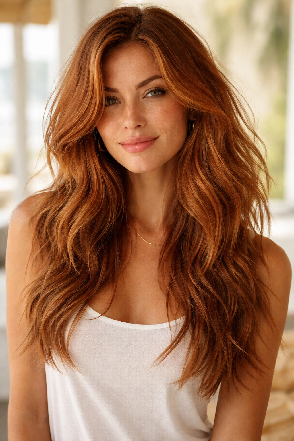 Auburn beachy waves with textured layers