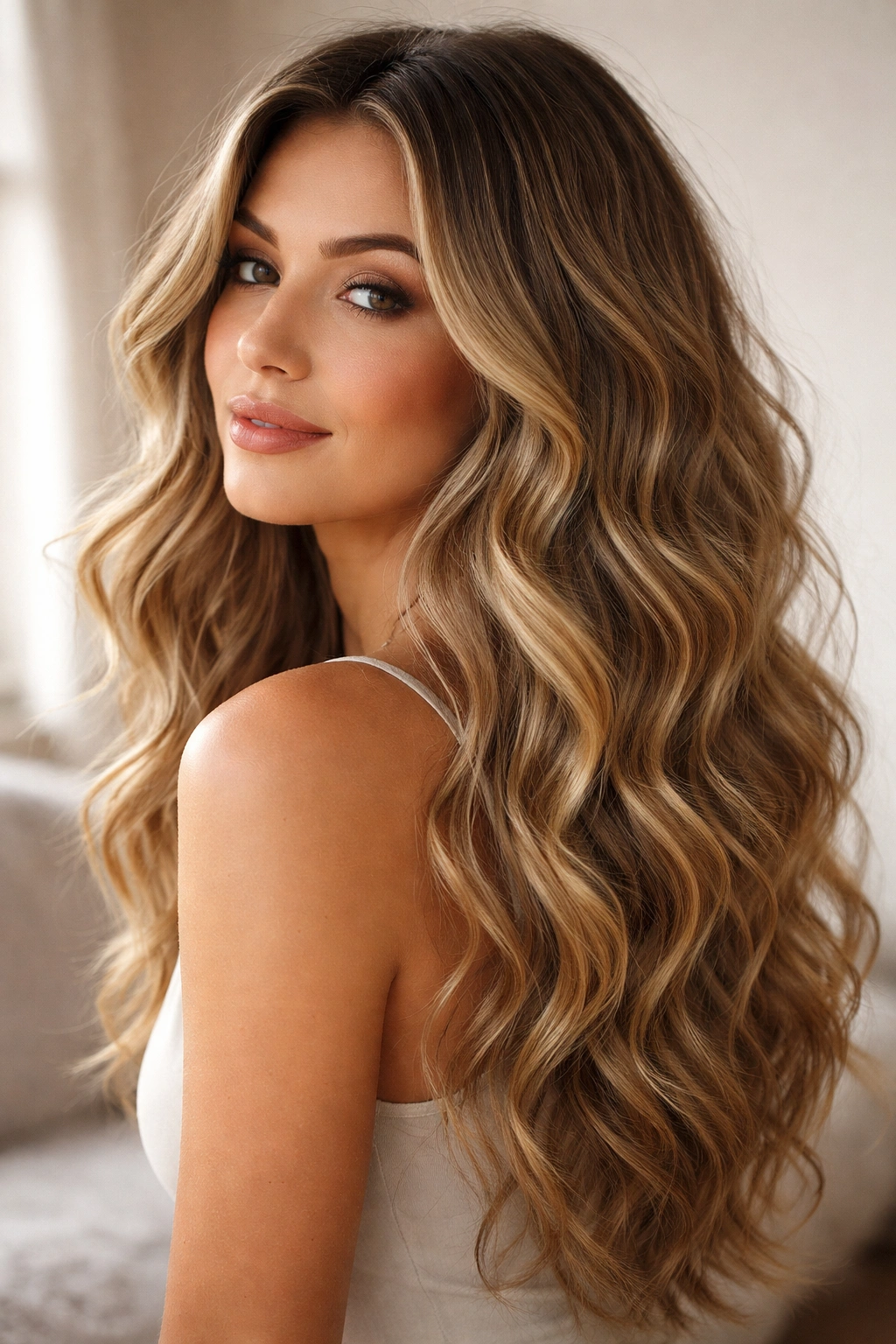 Wig with loose beachy waves and natural movement