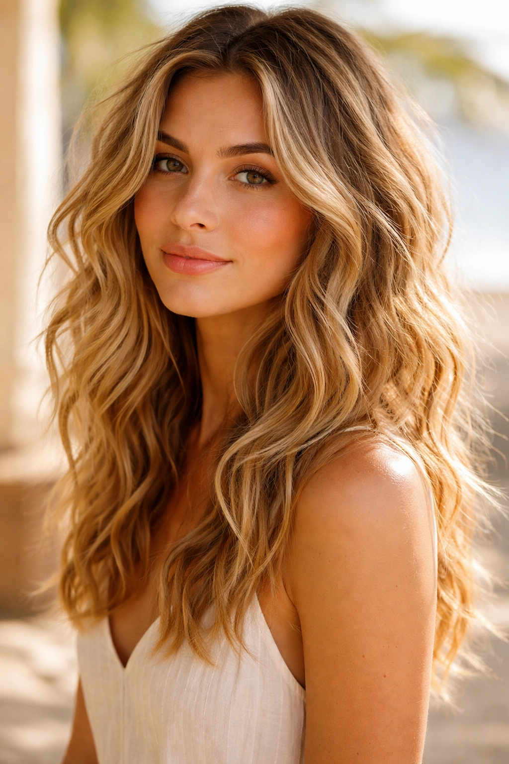 Beachy loose waves with effortless movement and natural texture