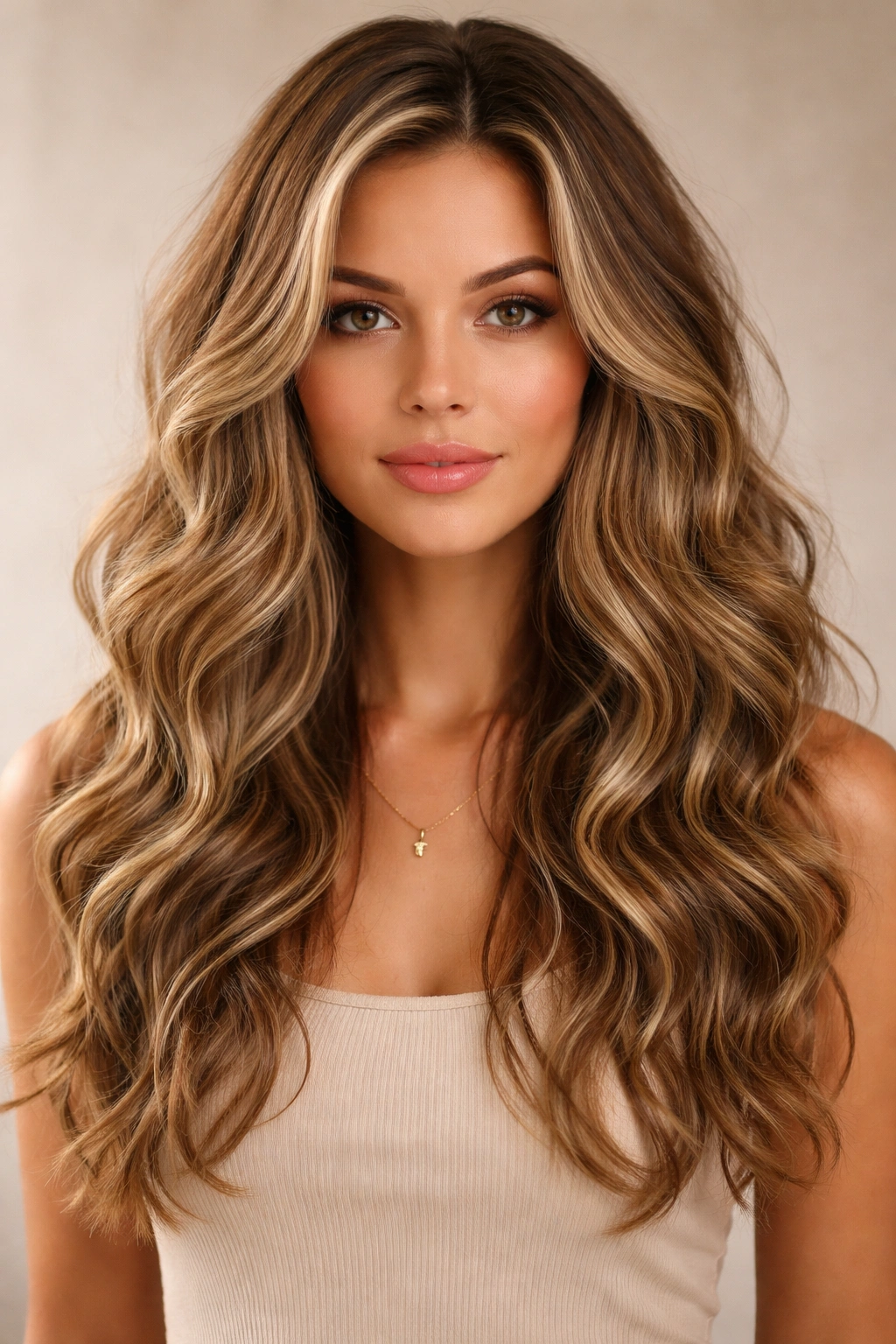 Wig with loose beachy waves 2c3a cascading over shoulders.
