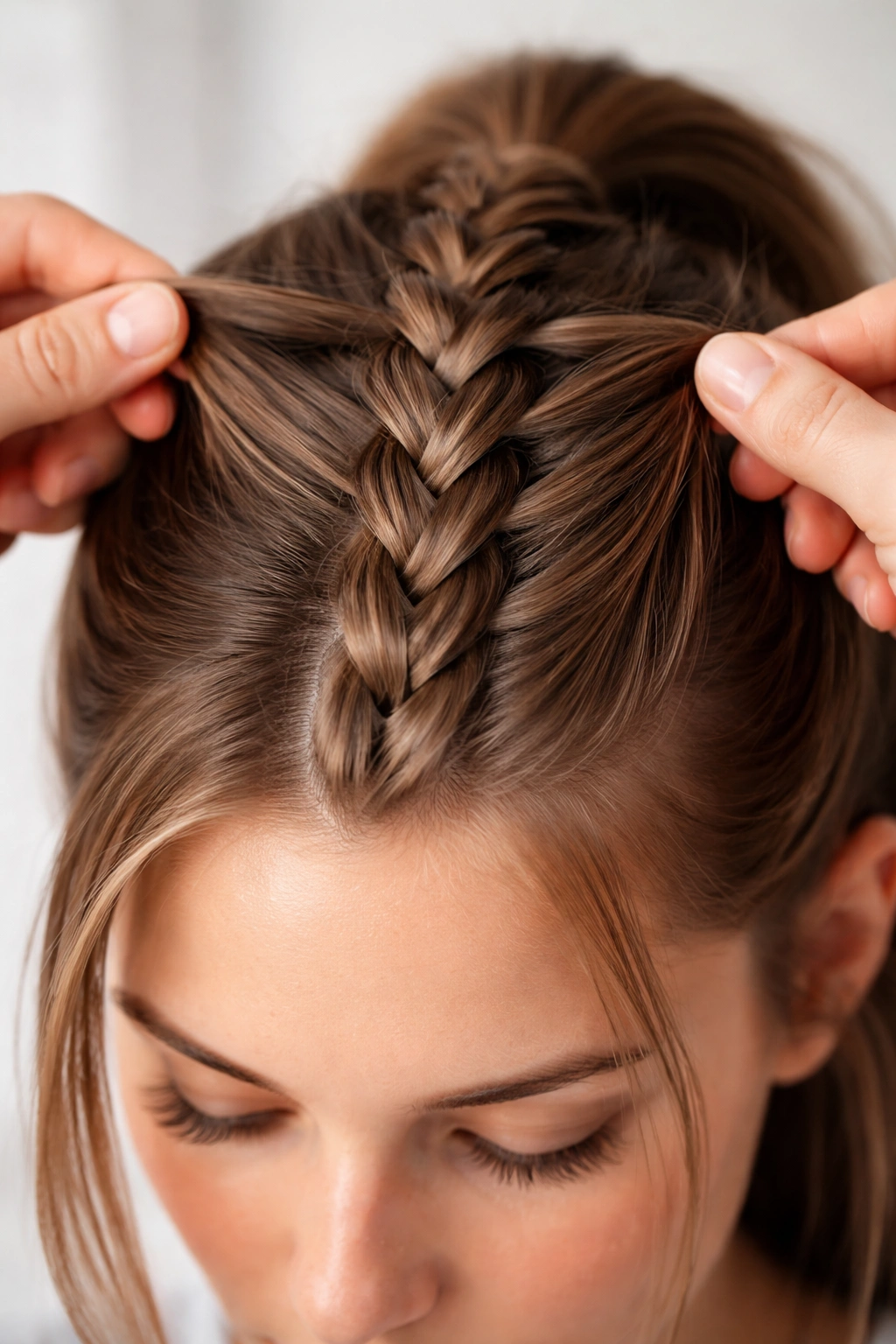 Close-up of a braid showing common beginner mistakes