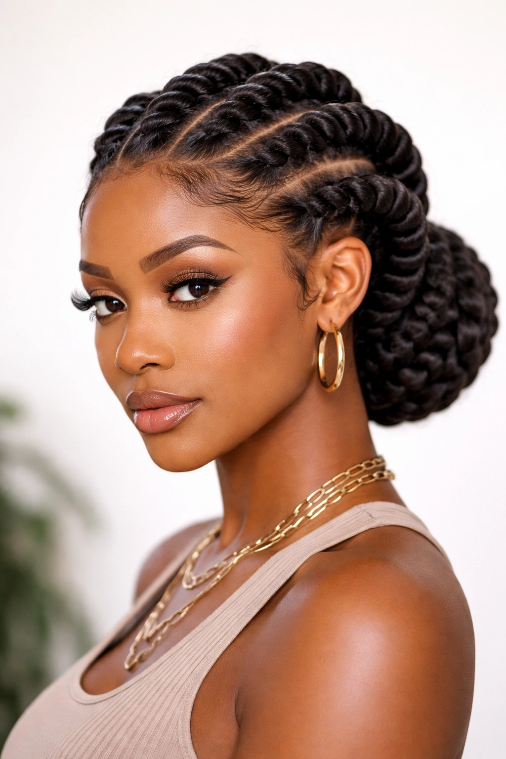 Bold chunky flat twists emphasizing strong lines across the scalp.
