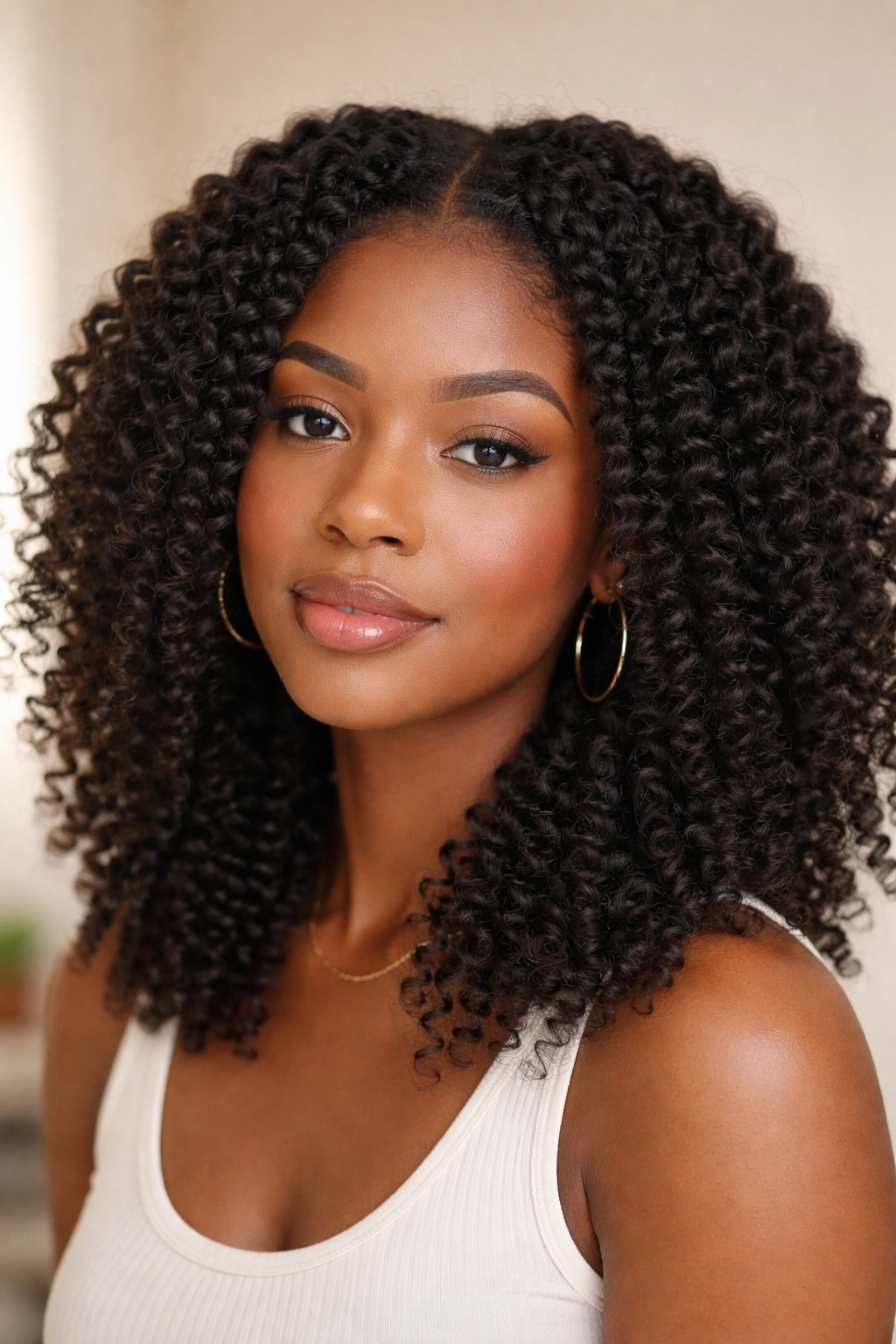 Braid-out hairstyle on 4C hair with defined waves after unraveling braids.