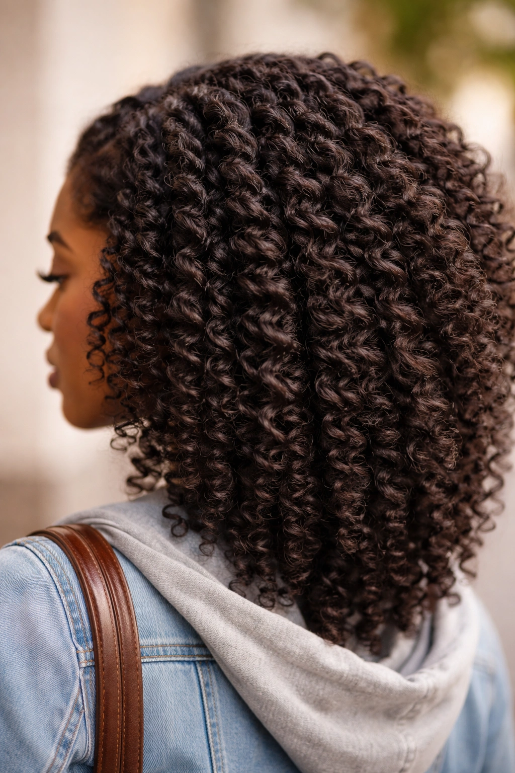 Close-up of a braid-out showing defined waves and texture