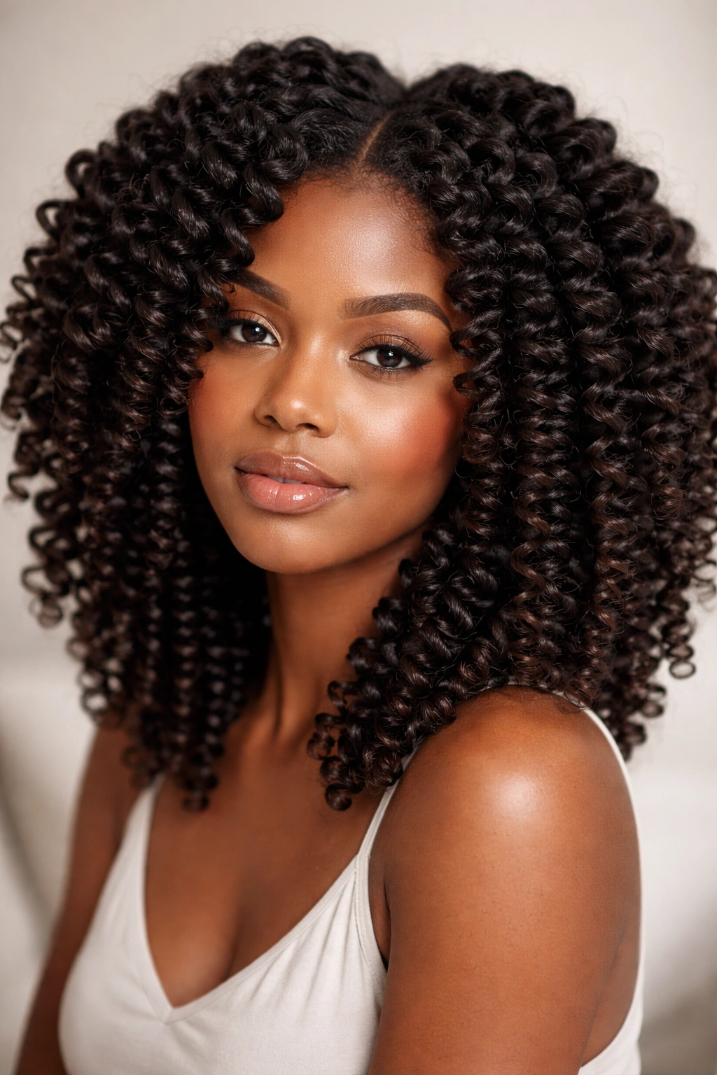 Defined curls from a braid-out with dramatic curl definition.