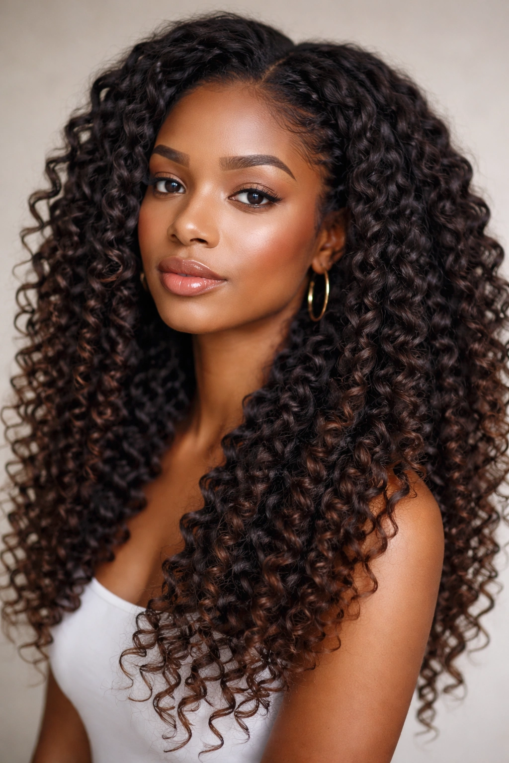 Braid-out hairstyle with large, flowing waves
