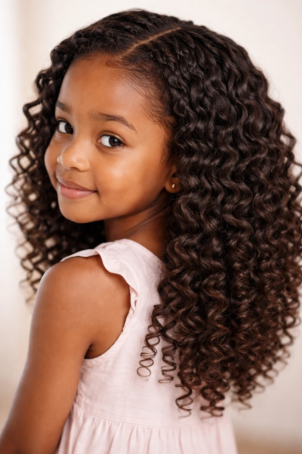 Hair with crimped waves from braid-out on a child's head