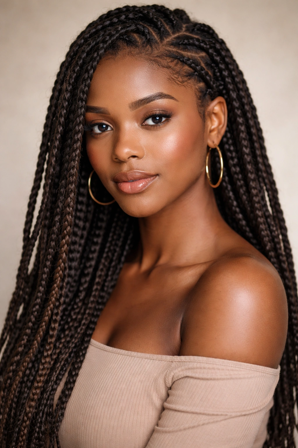 Close-up of braided locs showing tight three-strand braids beginning to lock