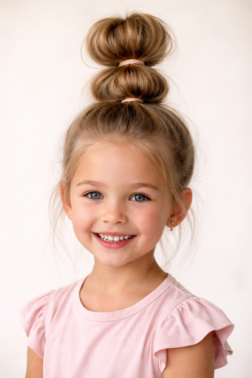 Bubble bun with multiple mini buns along a center ponytail