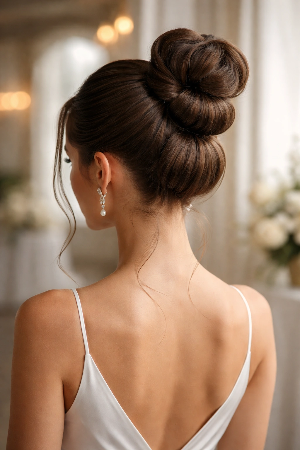 Sleek high bubble bun with segmented sections and soft base