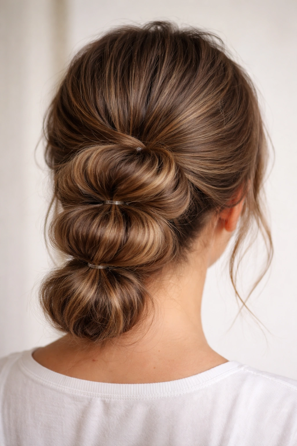 Low bubble bun with multiple rounded sections along the base