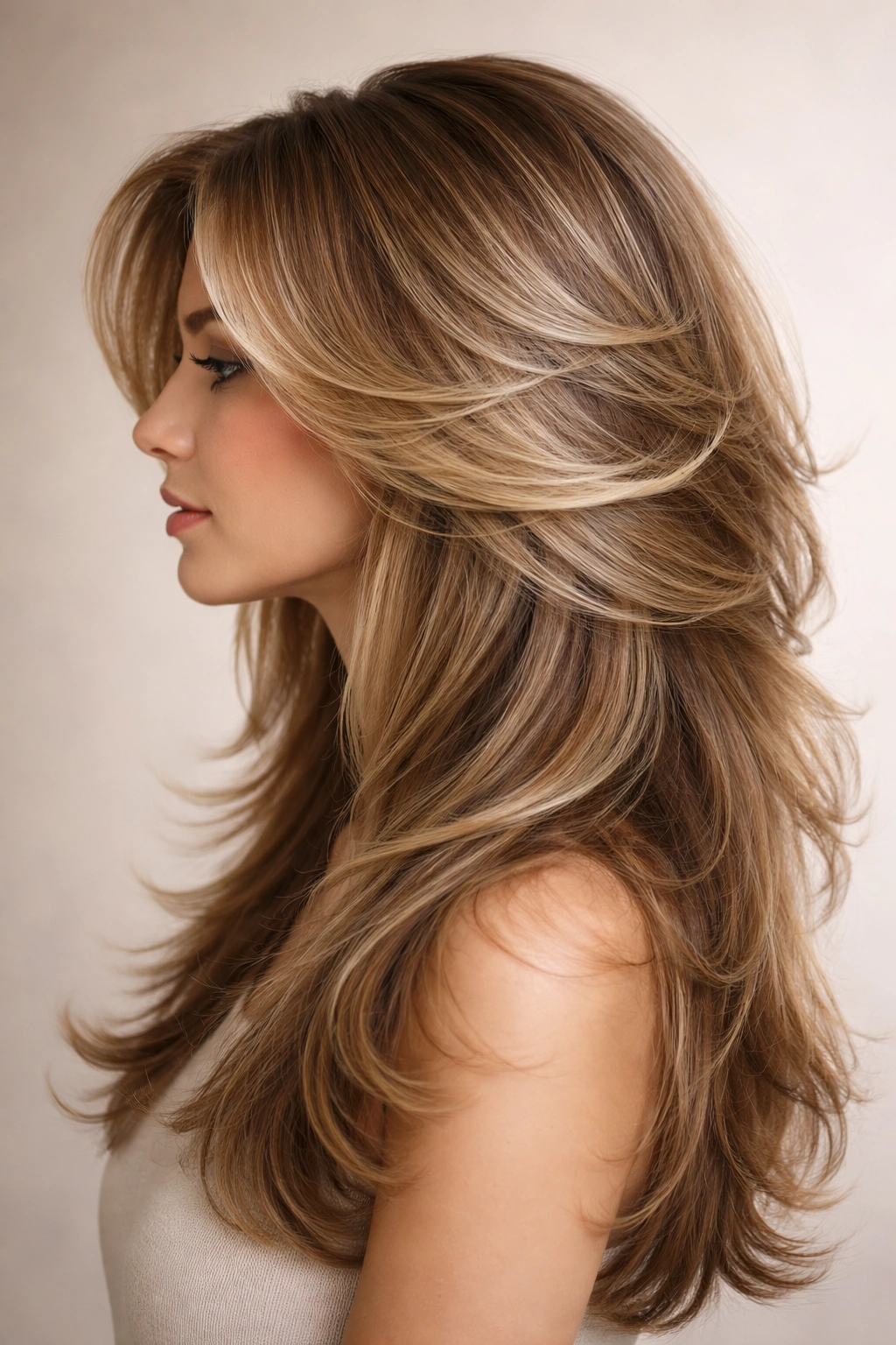 Butterfly layers with crown volume and wing-like silhouette from the side