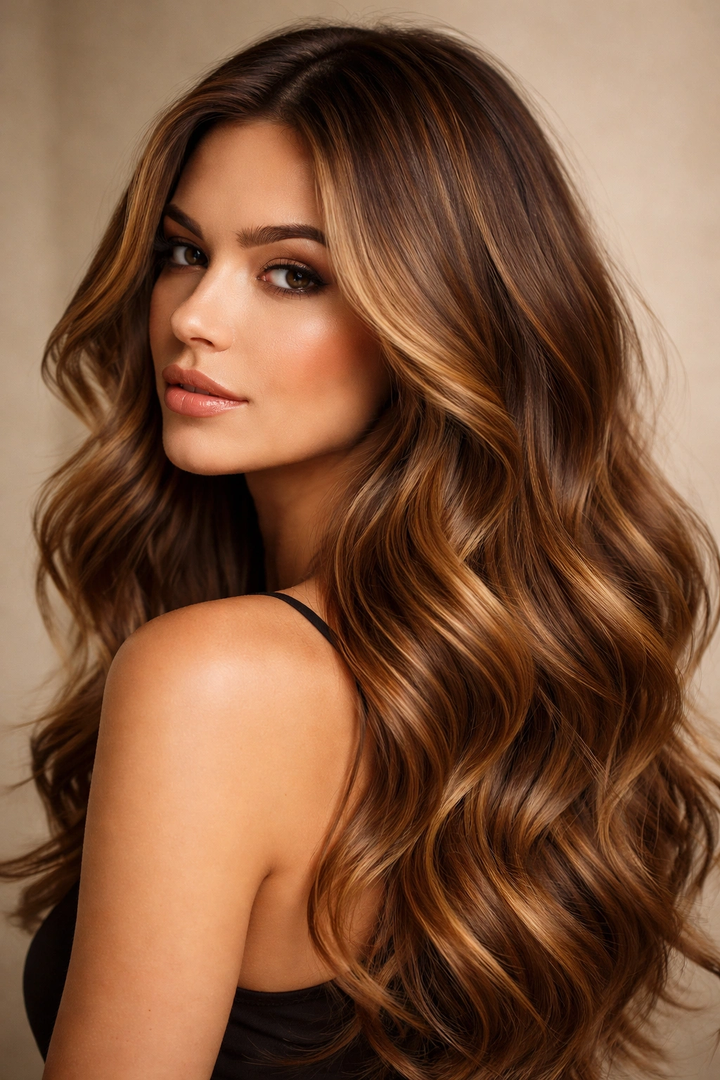 Butterscotch hair with dimensional waves and highlights