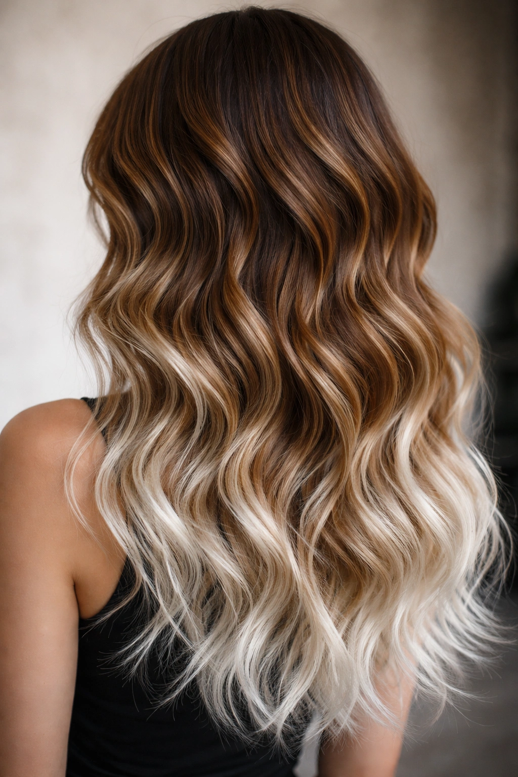 Textured caramel waves with platinum tips