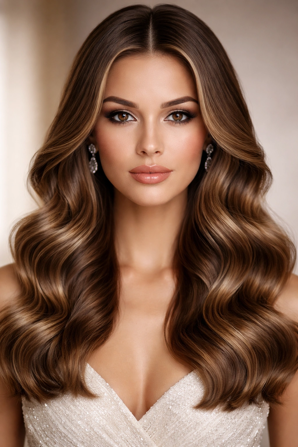 Front view with a precise center part and symmetric waves