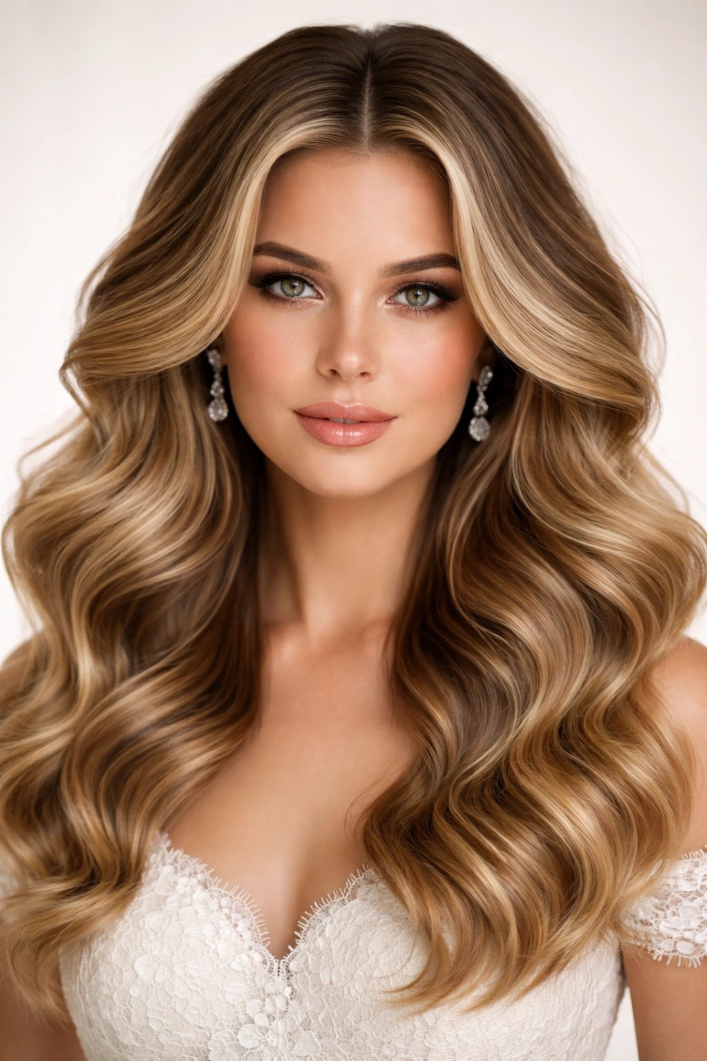 Close-up of center-parted waves with maximum volume