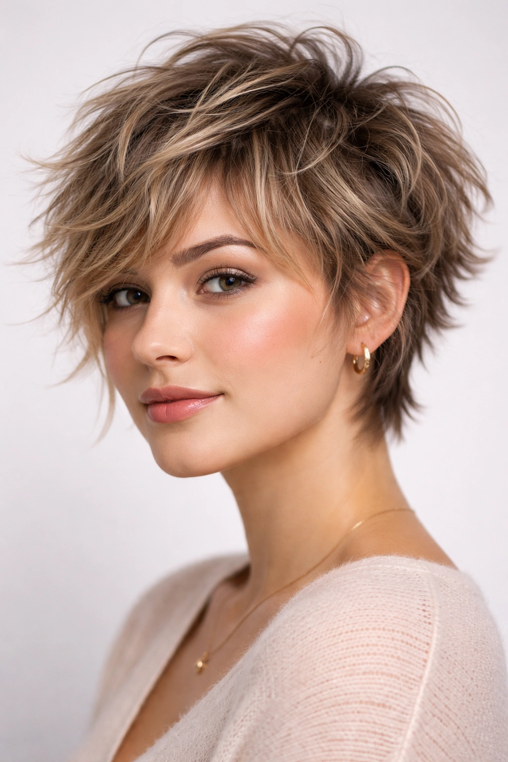 Choppy pixie shag with layered waves and movement
