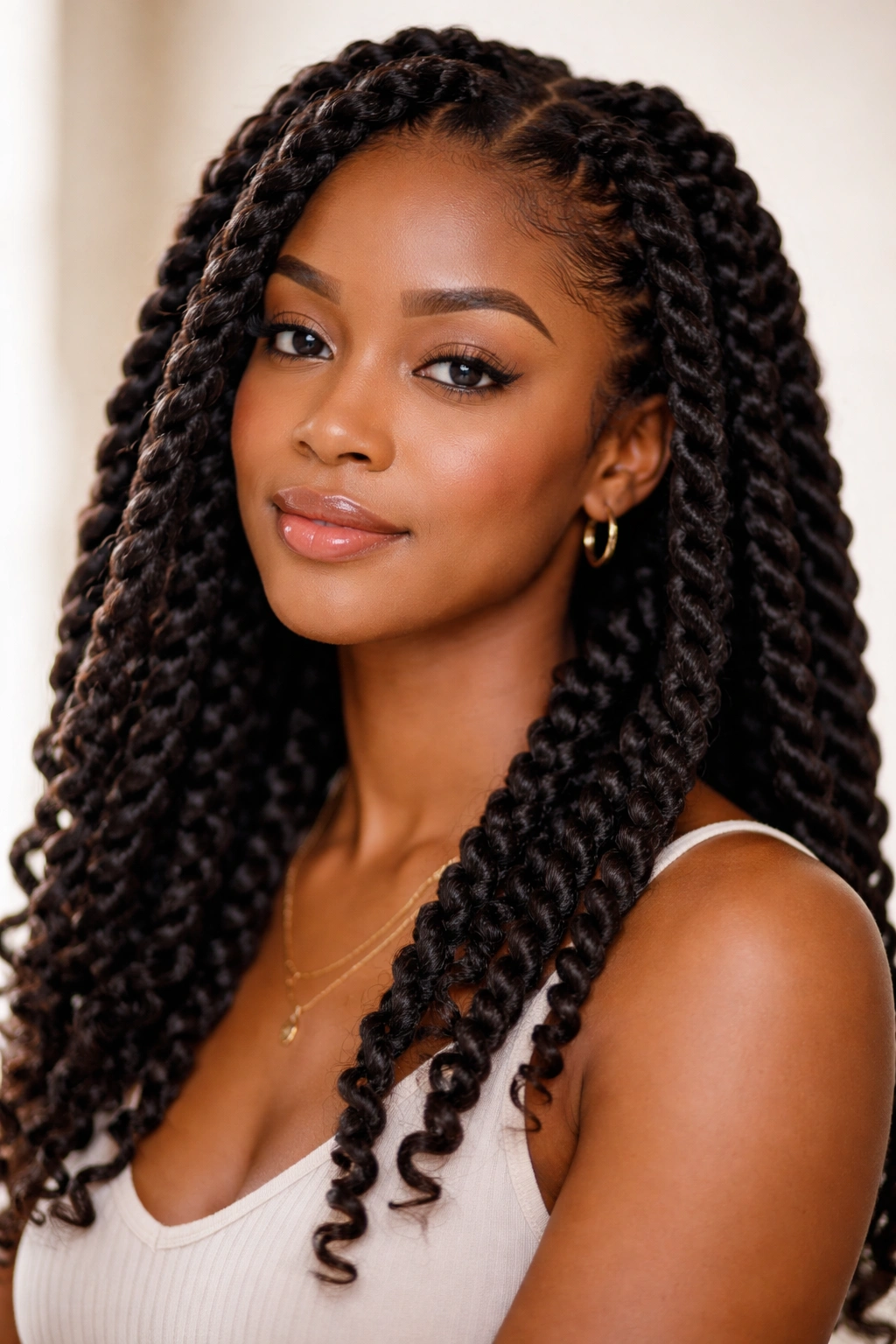 Finished chunky two-strand twists with bold texture