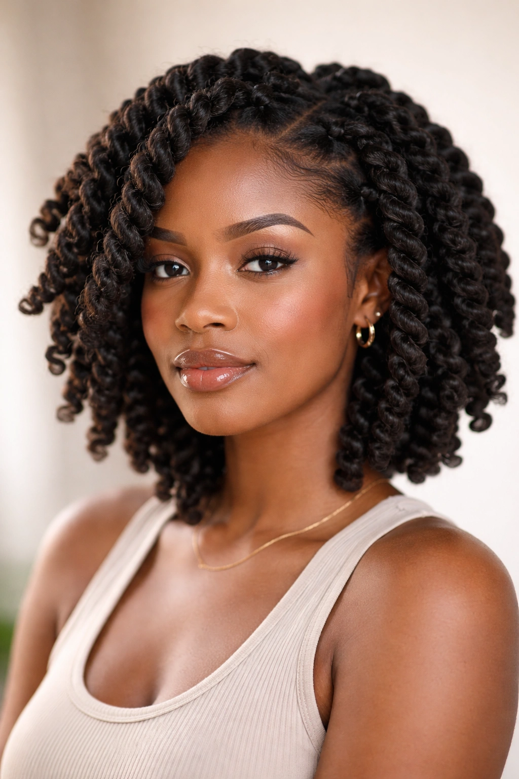 Head with chunky twists showing bold volume and texture