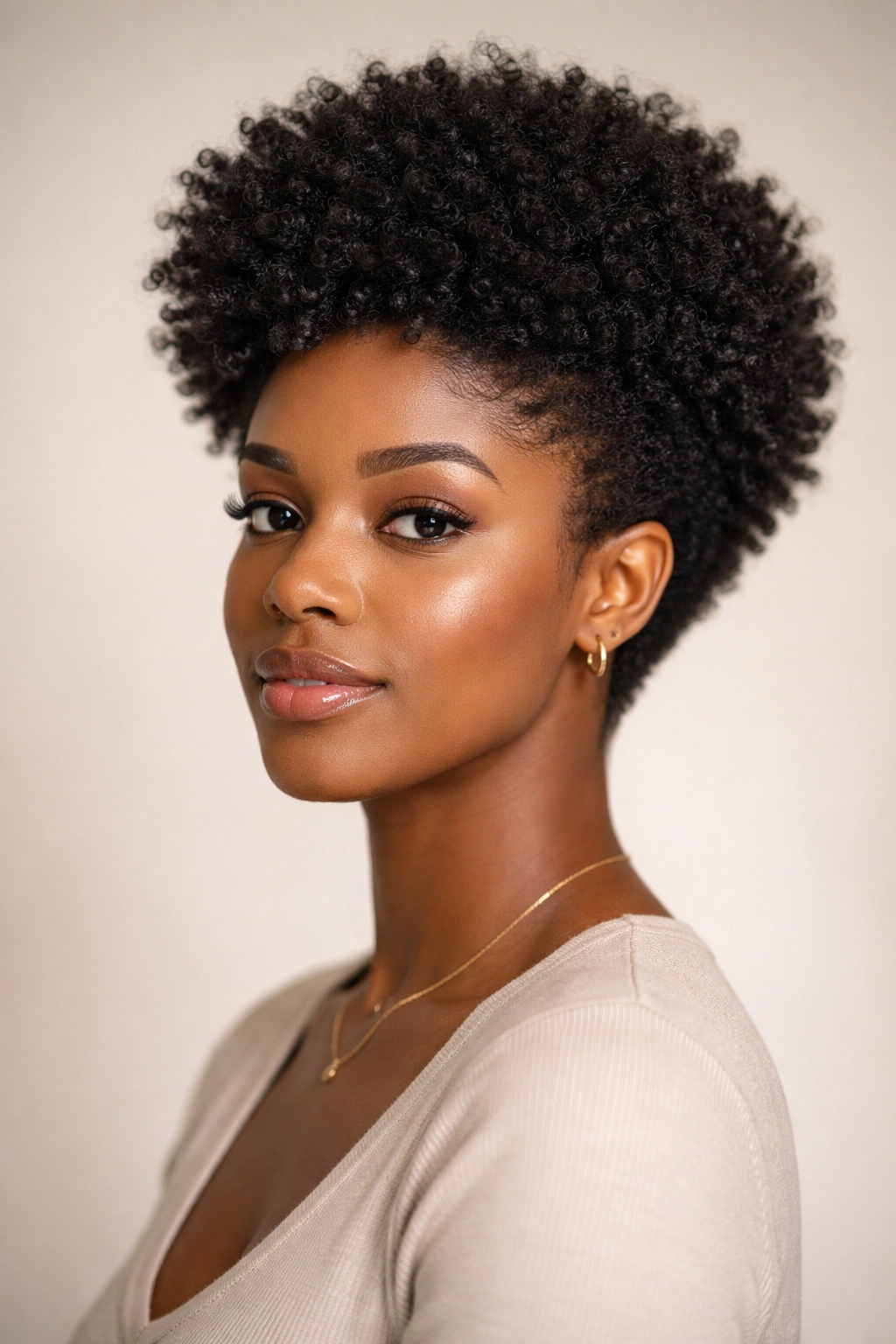 Close-up of Classic Tapered Fro hairstyle highlighting rounded crown and taper.