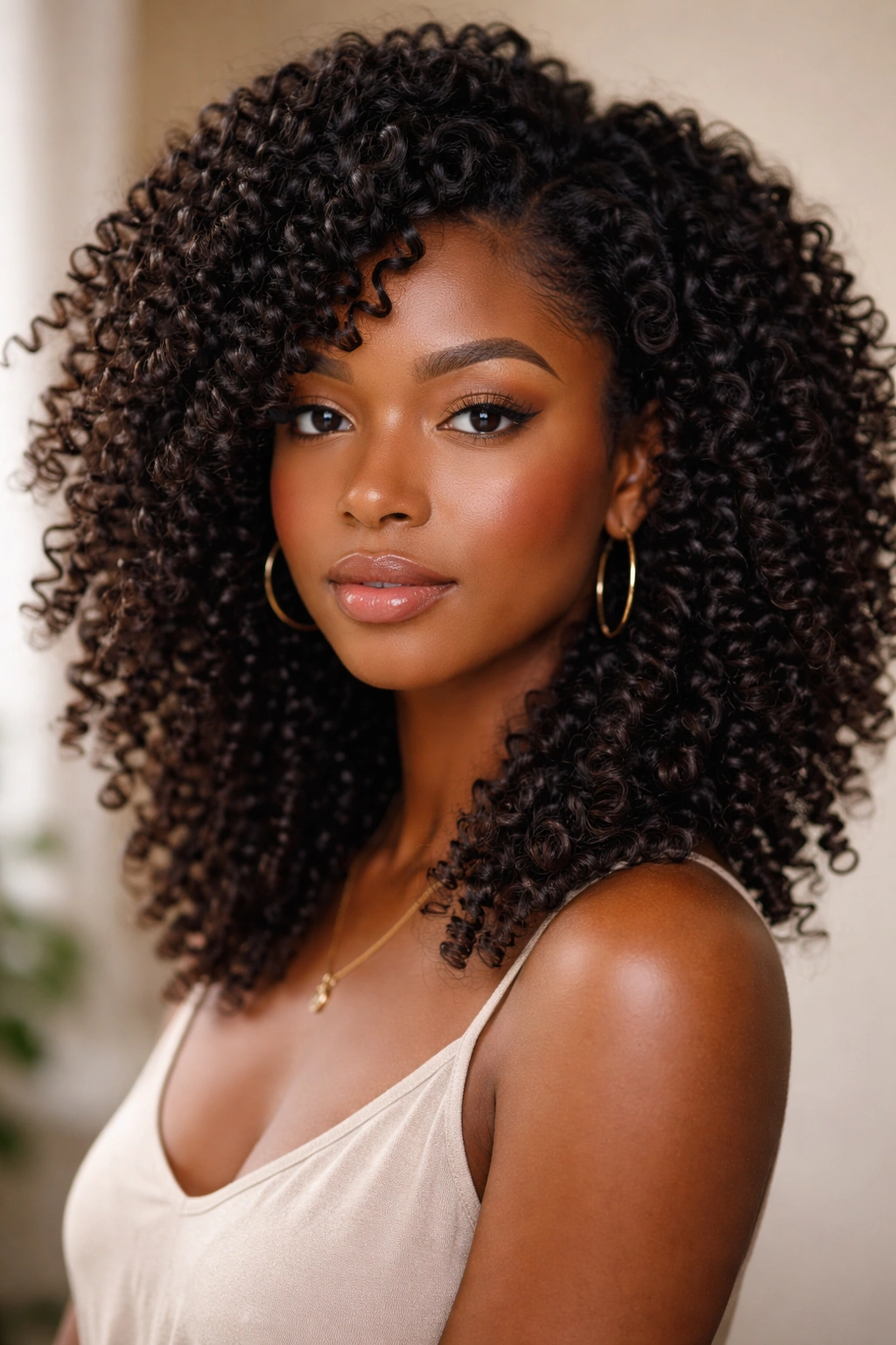 Portrait of defined coils and curls with individual spirals