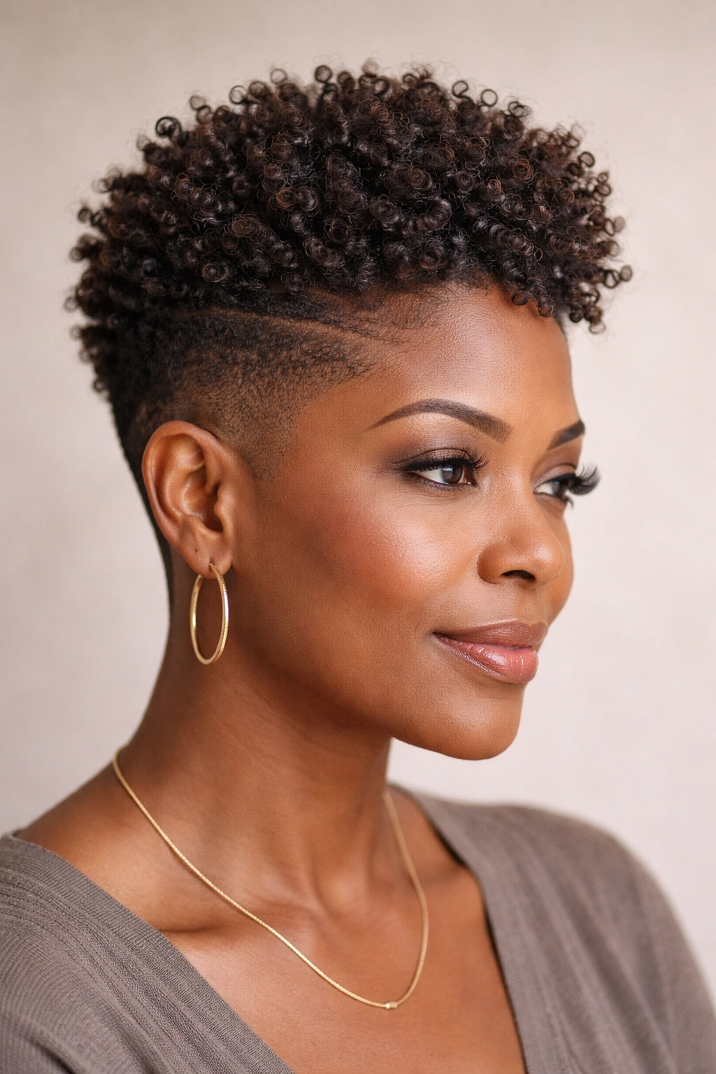 Close-up of defined natural coils with a fade and texture variation