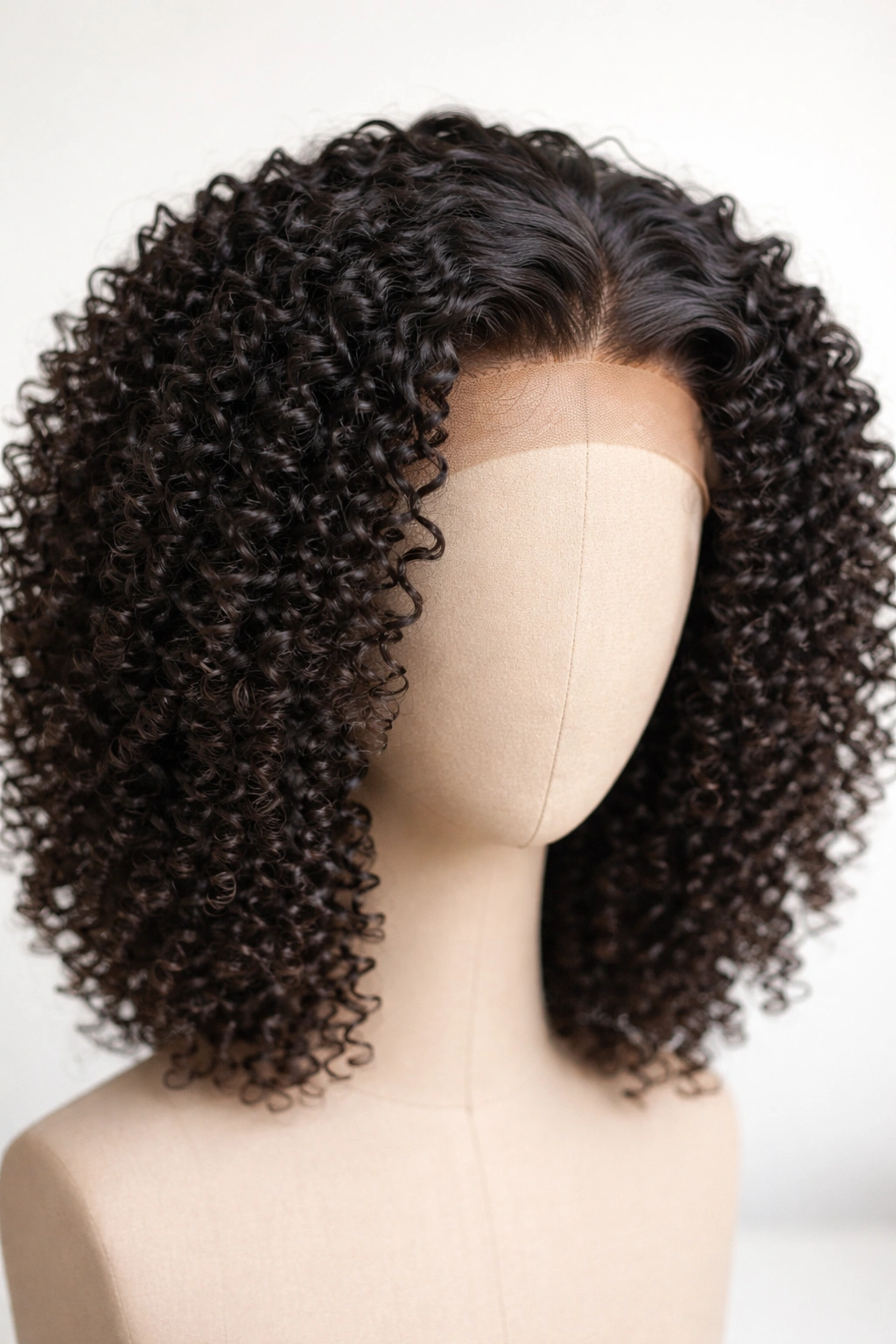 Lace-front wig with coily texture and natural bounce