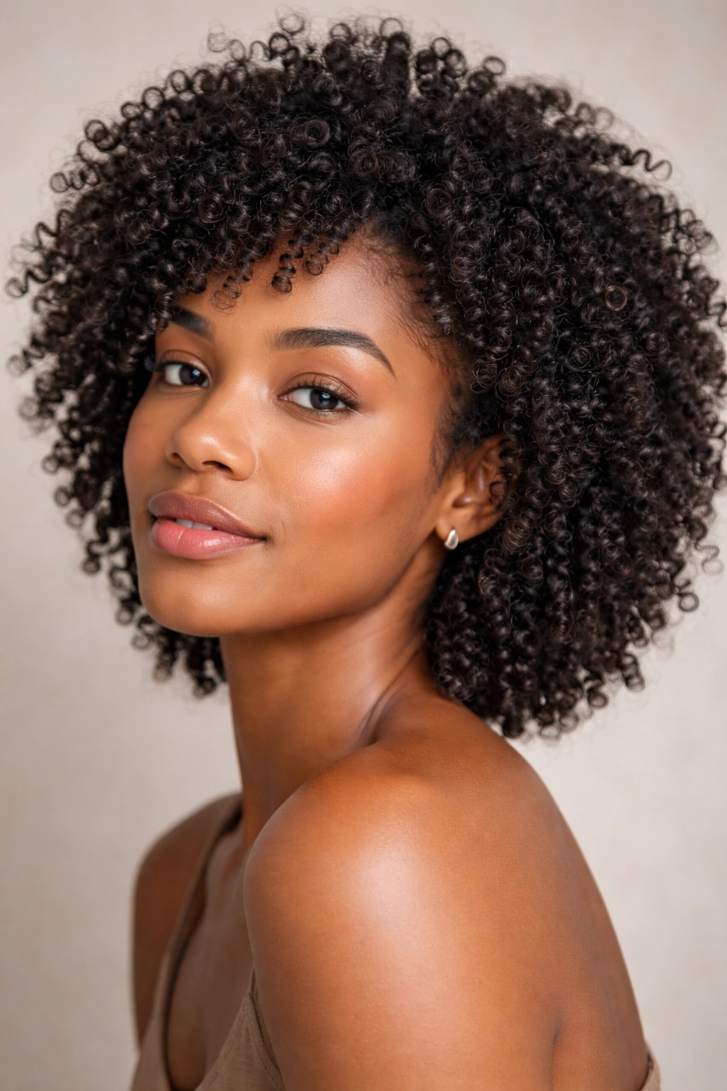 Close-up of defined coils in a wash and go hairstyle
