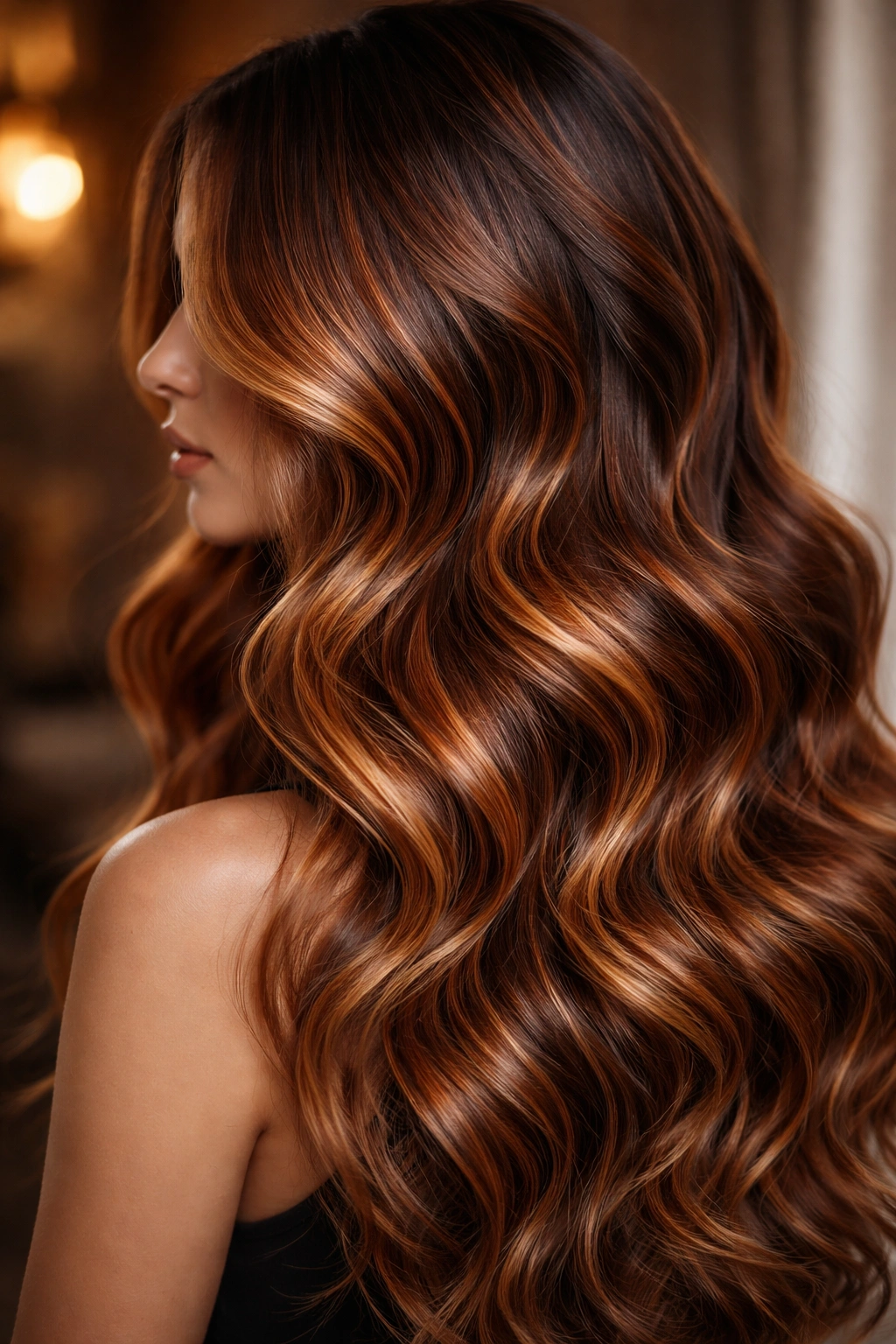 Loose waves with multi-tone copper shades and dimensional depth