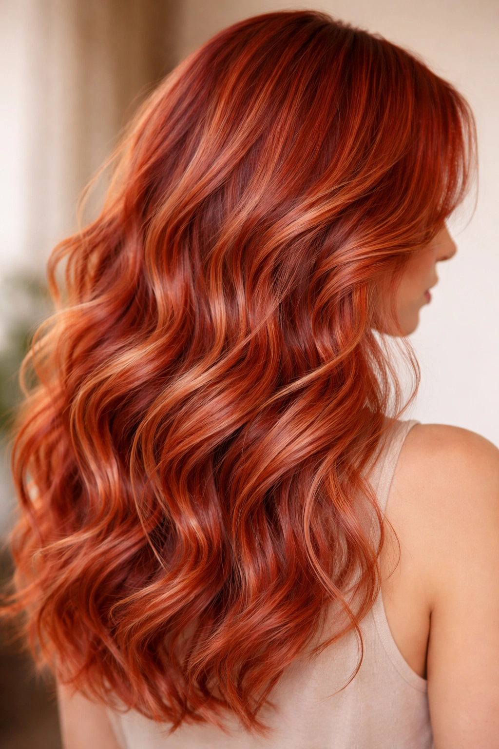 Close-up of textured coral red waves with subtle highlights