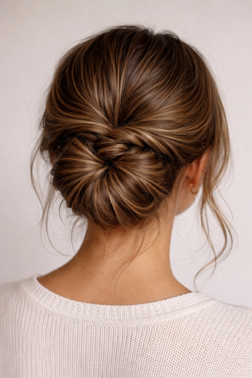 The Crisscross Crown Bun with two crisscrossed sections forming a bun