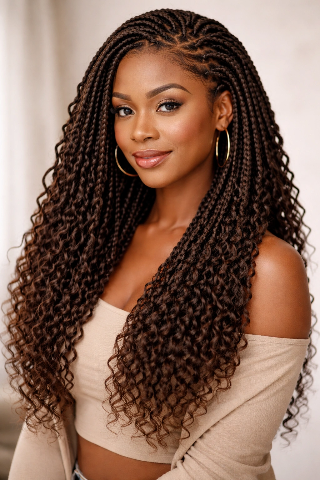 Crochet braids with cornrow base and looped extensions