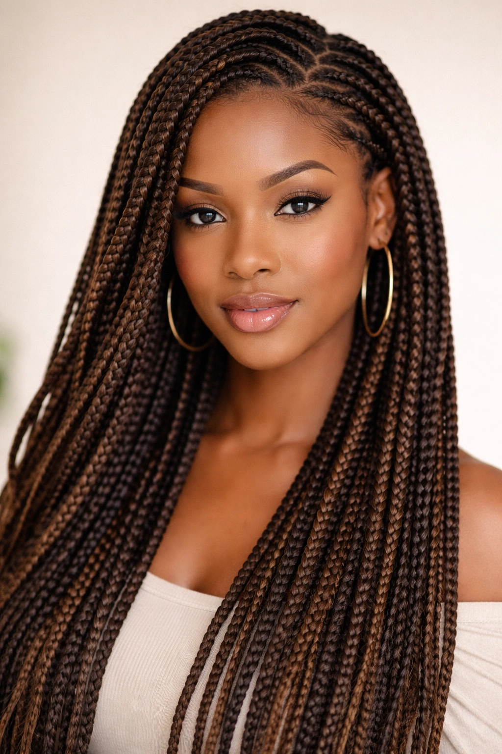 Crochet braids installed on natural hair with attached extensions