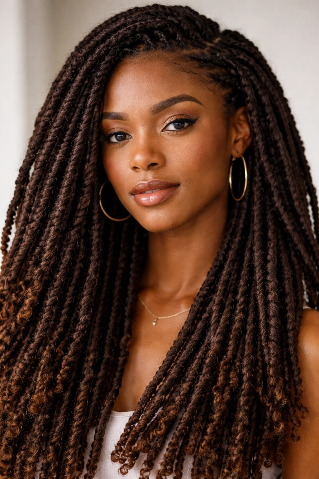 Close-up of crochet locs with dense, uniform texture on Afro hair
