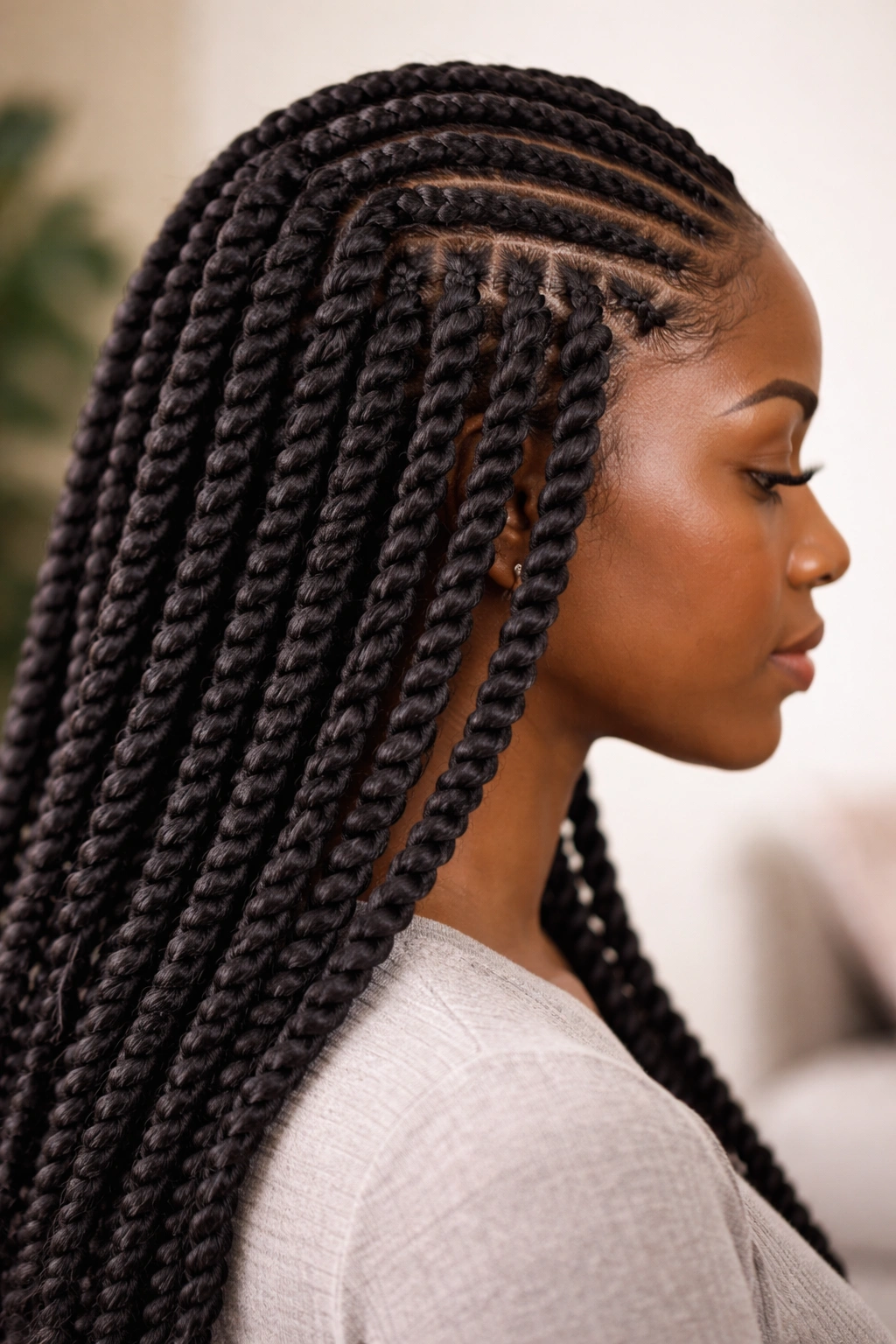 Crochet twists attached to cornrows with uniform size