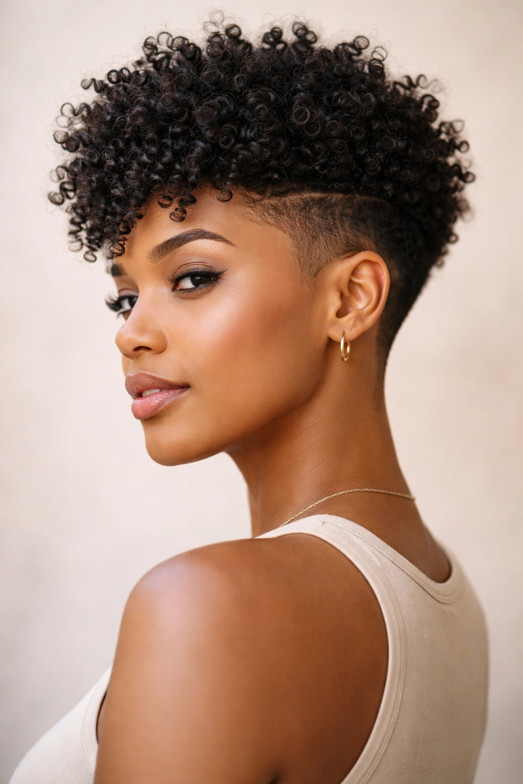 Person with cropped coils and undercut