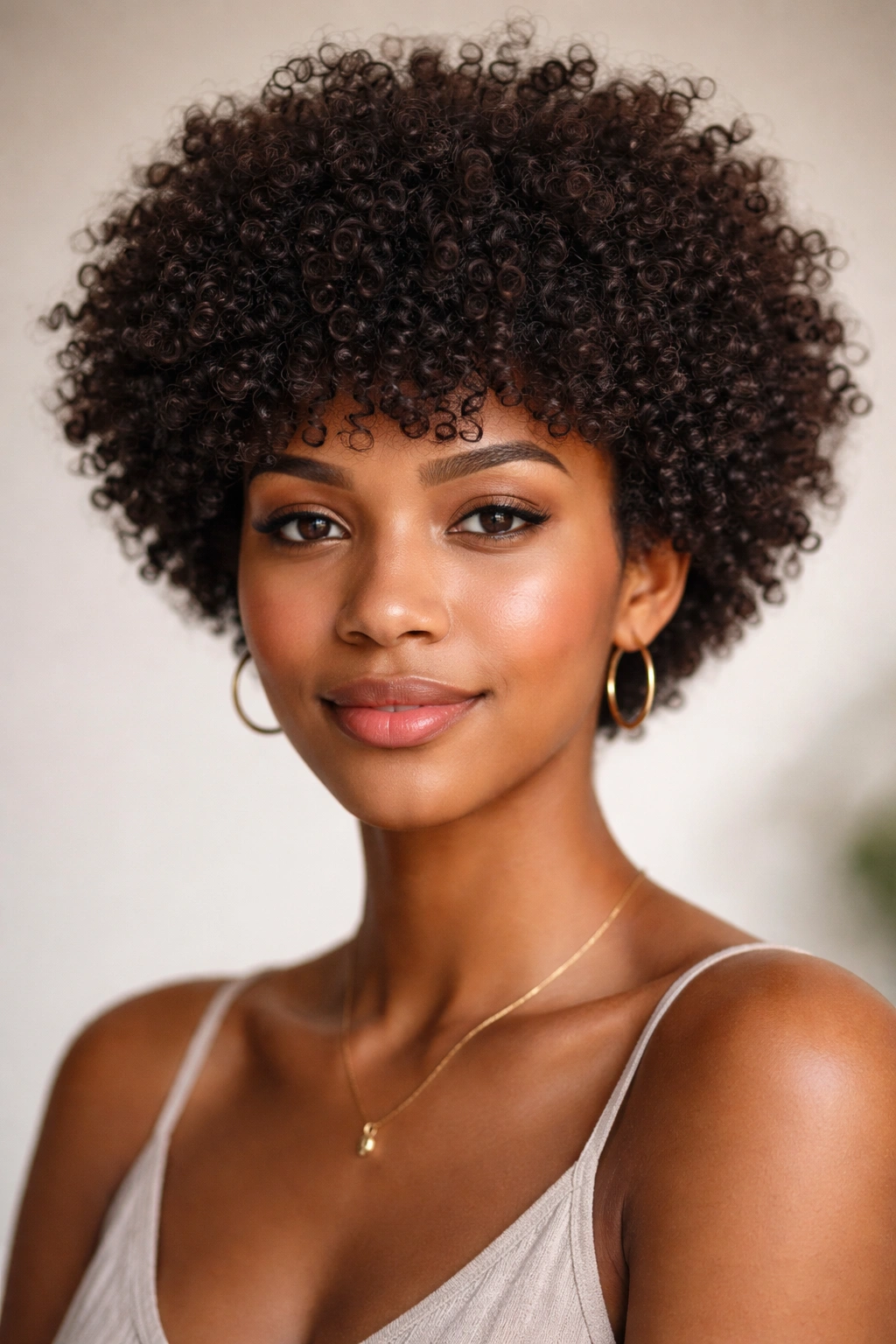 Portrait of a person with a cropped curly afro and rounded silhouette.