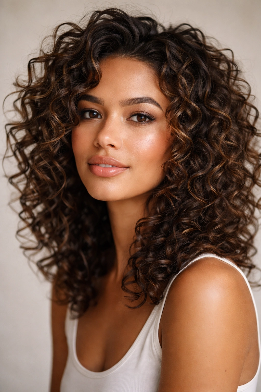 Curl pattern defined with mousse creating feathered texture