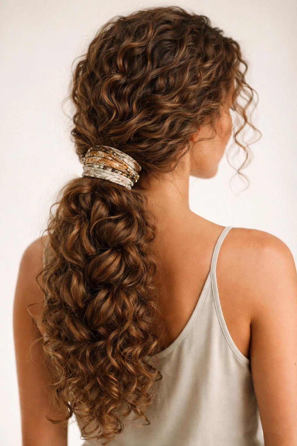 Curly braid wrapped with decorative headband