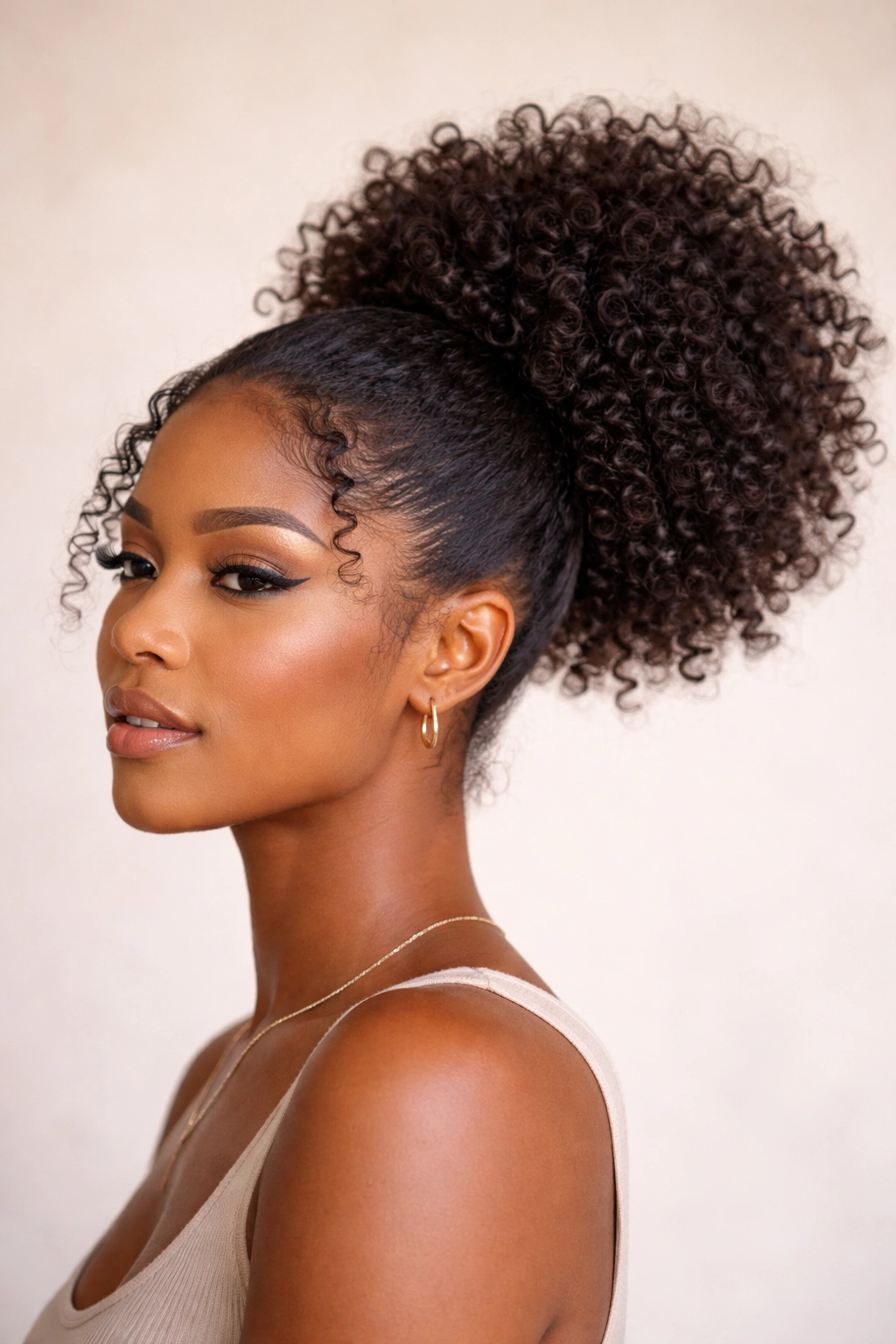 Close-up of Curly Cloud Ponytail with voluminous curls