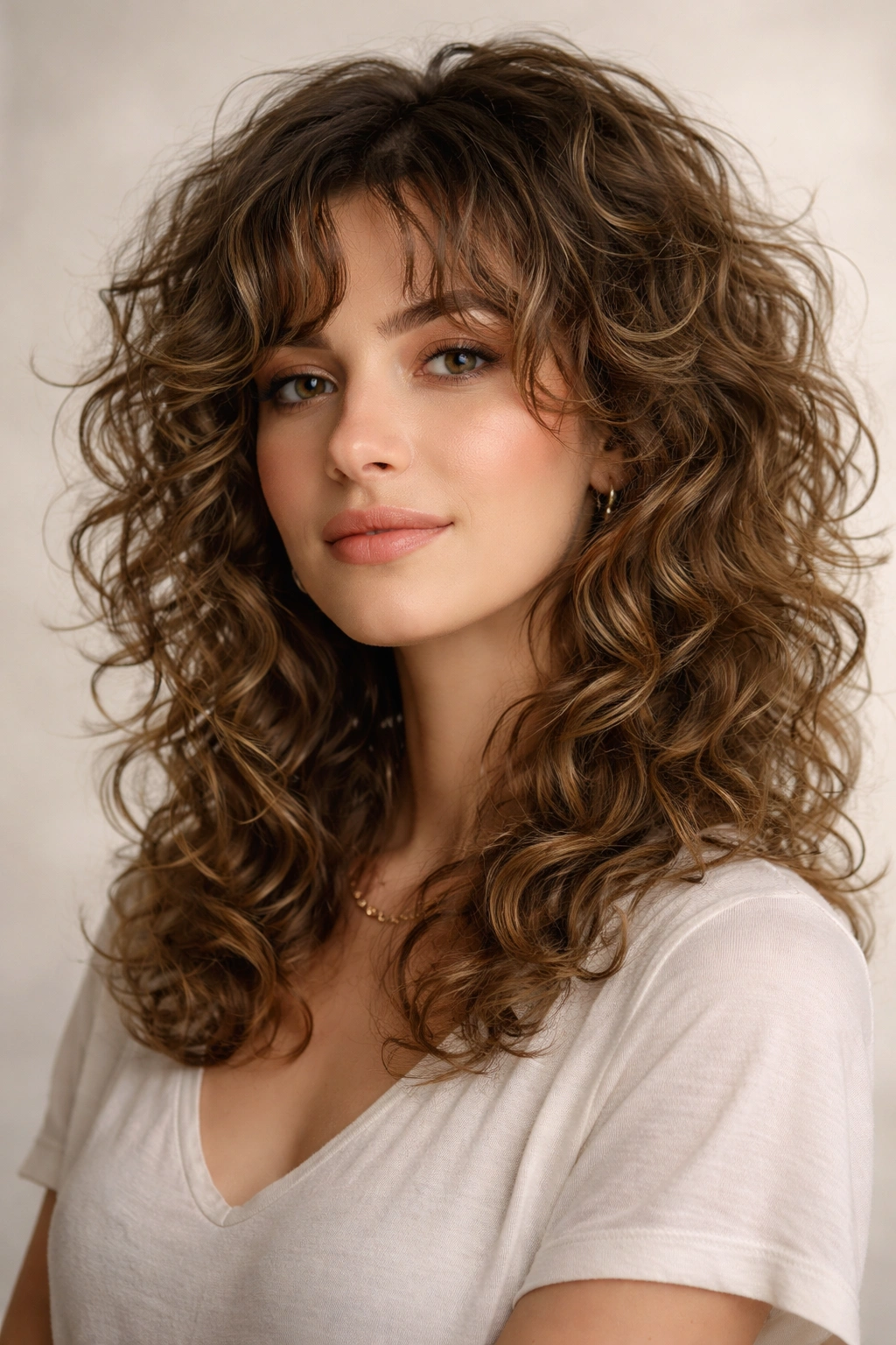 Close-up of 2c curls with curly shag showing layered texture and volume