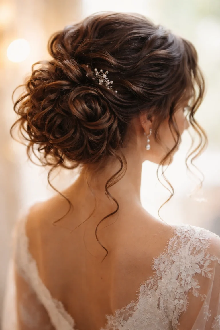 8 Curly Messy Bun Styles for Weddings