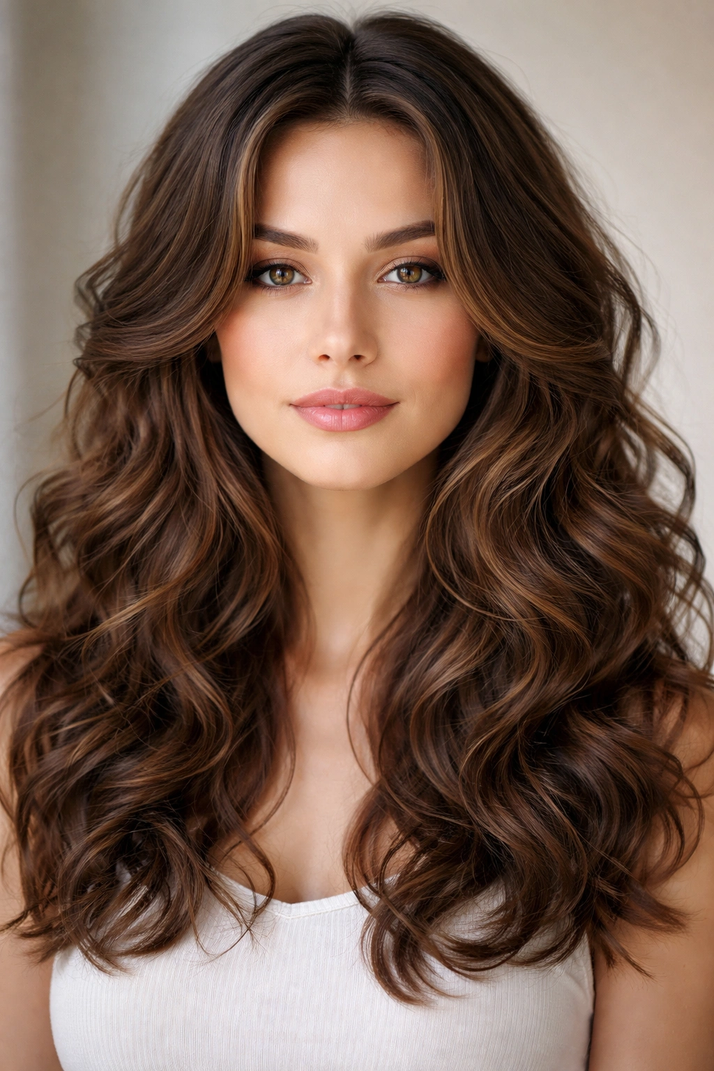 Face-framing curtain layers on curly hair with gradual length.