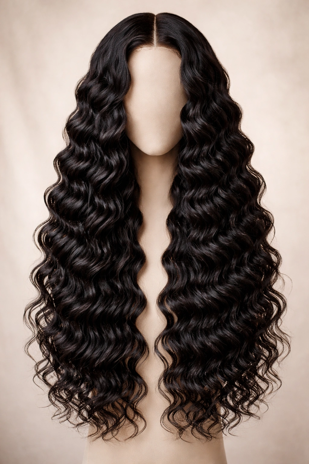 Long wig with deep, defined Hollywood-style waves
