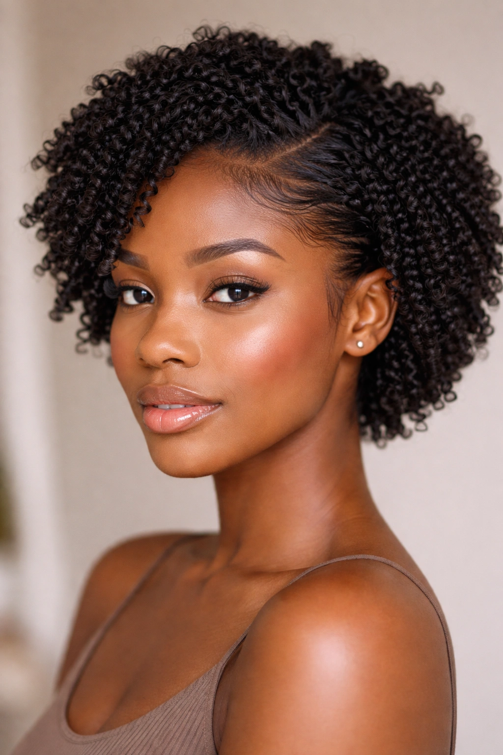 Close-up of defined coils with neatly laid edges on 4C hair.