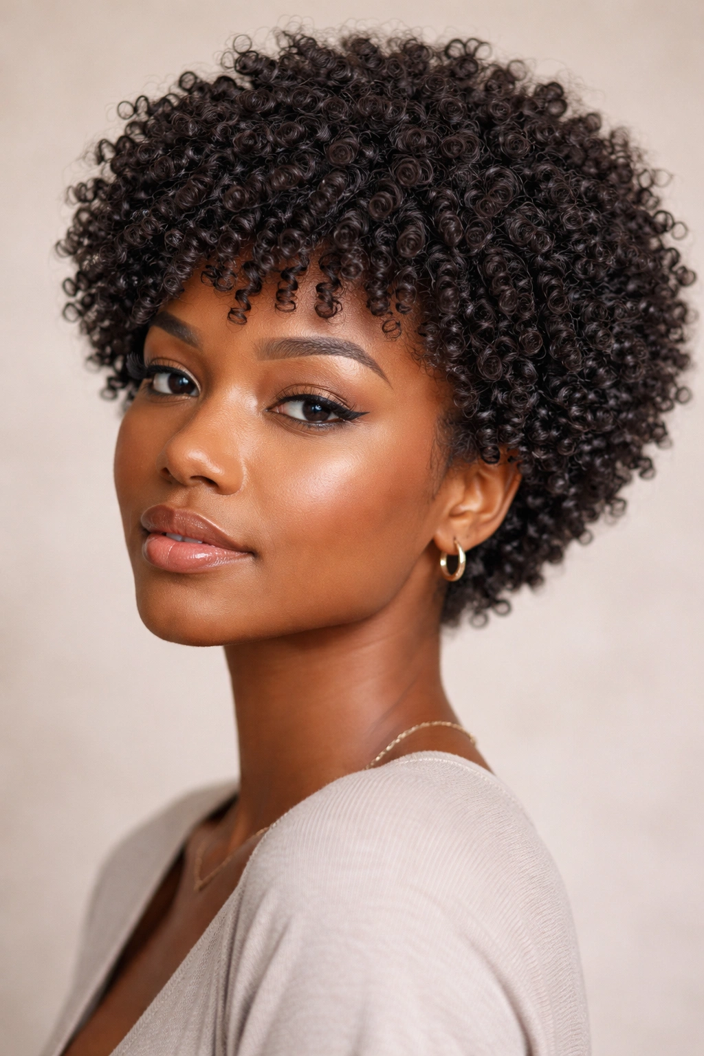 Close-up of a person’s defined curl pattern with clearly separated curls.