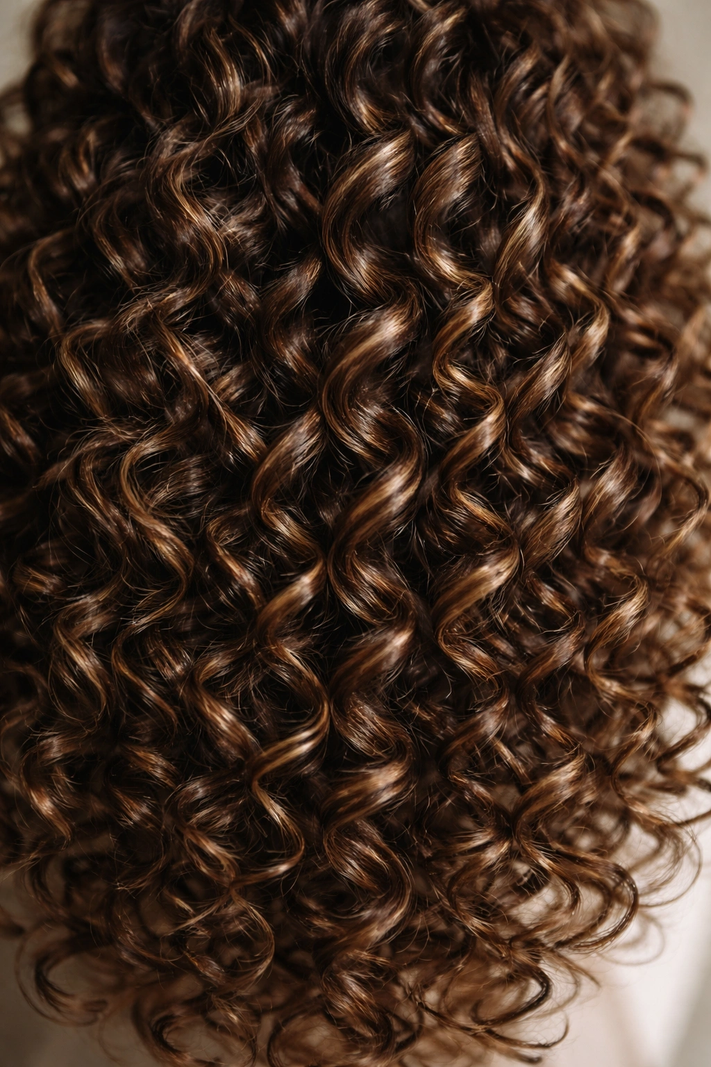 Close-up of defined spiral curls showing individual curl patterns