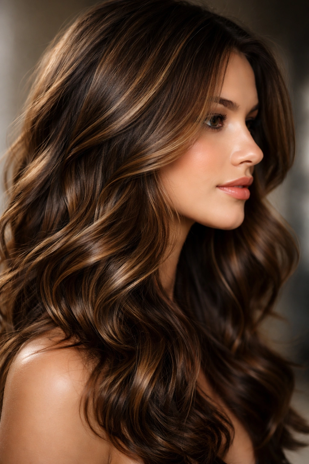 Dimensional brown layered waves with color variation and depth