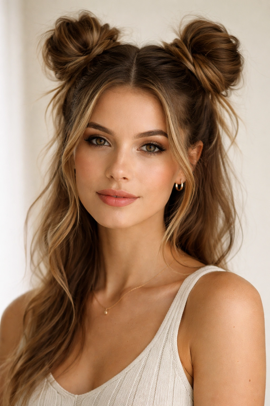 Two symmetrical buns on either side of the head